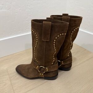 Brown Western Studded Boots - Made in Italy